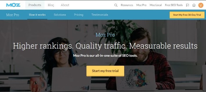 Moz landing page